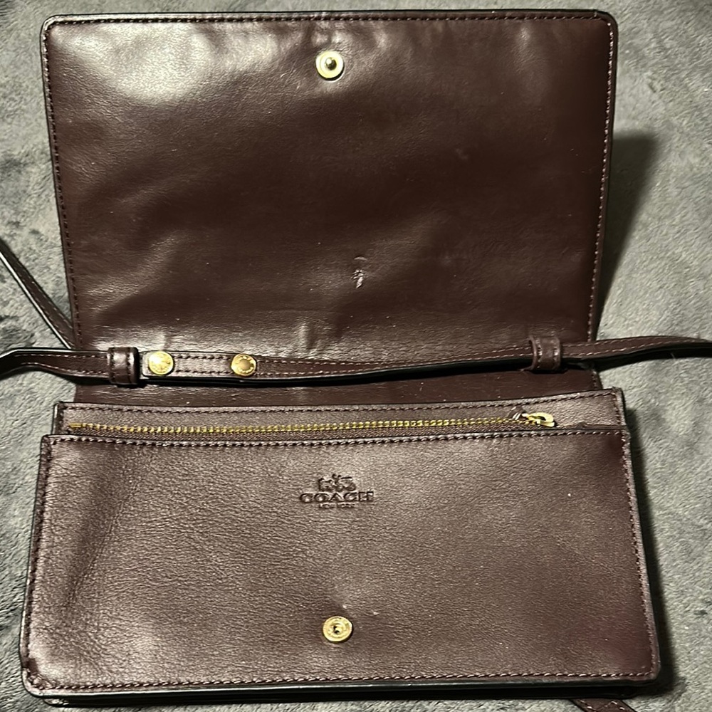 Coach Iridescent Purple/Brown Leather Crossbody Bag with Monogram Pattern - Picture 5 of 9